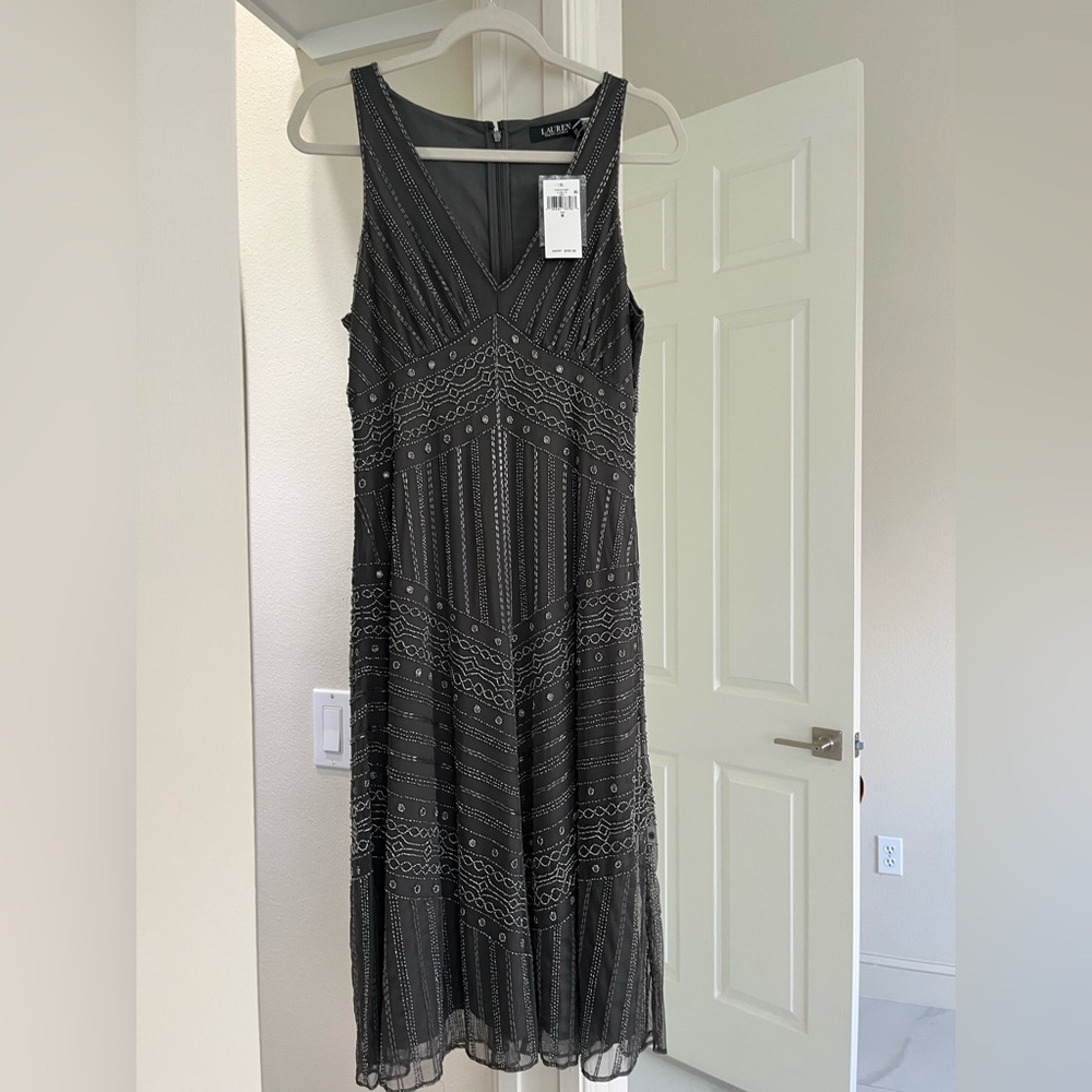 NWT Beaded Sleeveless Cocktail Dress Lauren by Ralph Lauren